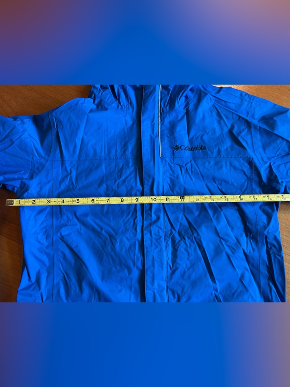 Columbia Omni-Tech Rain Jacket Blue Hooded Waterproof Shell Zip Up Boys Size L - Picture 3 of 6